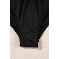 Black V Neck Twist Ruched Crisscross Backless One-Piece Swimsuit - M thumbnail