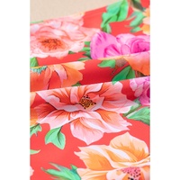 Red Floral Ruffle Trim Cutout Knotted One Piece Swimsuit - 2XL thumbnail