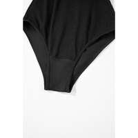 Black Thin Strap Strappy Lace-up Open Back One Piece Swimsuit - M thumbnail