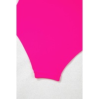Rose Red Knotted One Shoulder Two Tones Backless One Piece Swimsuit - M thumbnail