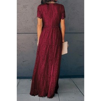 Red Blue Fill Your Heart Lace Maxi Dress - S thumbnail