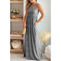 Azura Exchange Gray Leopard Print Pocketed Sleeveless Maxi Dress - S thumbnail