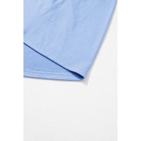 Sky Blue Textured V Neck Flutter Sleeve Ruffled Maxi Dress - L thumbnail