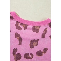 Pink Leopard Mineral Wash Side Pocket Shift Mini Dress - M thumbnail