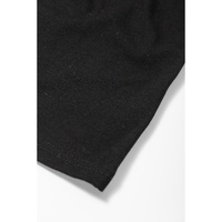 Black Notched Neck Pleated Puff Sleeve Shift T-shirt Dress - S thumbnail
