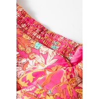 Pink Floral Square Neck Ruffle Sleeve Tiered Dress - L thumbnail