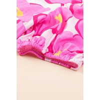 Rose Floral Print Square Neck Empire Waist Flowy Dress - L thumbnail