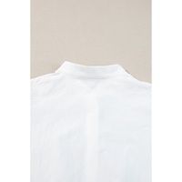 White Colorblock Rickrack Trim Short Sleeve Drawstring Waist Long Dress - S thumbnail