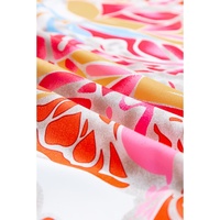 Rose Red Tropical Print Smocked Bodice Puff Sleeve Maxi Dress - S thumbnail