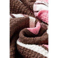 Brown Stripe Striped Textured Patchwork Buttoned T Shirt Dress - L thumbnail