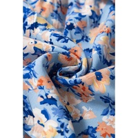 Sky Blue Floral Print Ruffled Ruched Maxi Dress - XL thumbnail