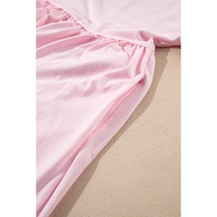 Light Pink Solid Color Pocketed Raw Edge Babydoll Dress - L thumbnail