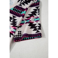 Beige Western Aztec Printed Long T-shirt Dress - L thumbnail