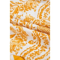 Orange Bohemian Print Puff Sleeve Tied V Neck Flared Mini Dress - L thumbnail
