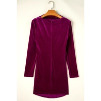 Pitaya Pink Velvet Mock Neck Ruched Long Sleeve Bodycon Dress - XL thumbnail