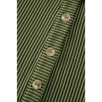 Moss Green Corded Buttons Placket Drop Shoulder Collared Shift Dress - L thumbnail