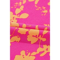 Pink Floral Print Drawstring Tunic Flowy Short Dress - L thumbnail
