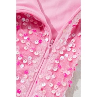 Pink Sequin One Shoulder Puff Sleeve Bodycon Mini Dress - L thumbnail