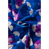 Blue Floral Peasant Sleeve Tiered Ruffle Midi Dress - S thumbnail