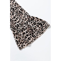 Apricot Leopard Print Tiered Wide Sleeve Maxi Dress - L thumbnail