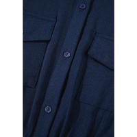Navy Blue Solid Chest Pockets Tunic Shirt Mini Dress - L thumbnail