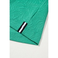 Sea Green Jacquard Textured Quarter Zipper Shift Mini Dress - S thumbnail