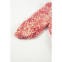 Tomato Red Leopard Print Long Sleeve Hollowed Back Split Mini Dress - L thumbnail