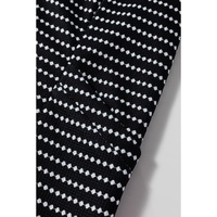 Black Striped V Neck Long Puff Sleeve Shift Dress - L thumbnail