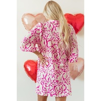 Pink Leopard Print Loose Fit Babydoll Mini Dress - M thumbnail