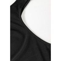 Black Sleeveless Scoop Neck Flared Split Midi Dress - XL thumbnail