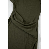 Jungle Green Ribbed Side Slit Ruched Slim Fit Long Sleeve Mini Dress - L thumbnail