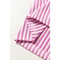 Phalaenopsis Striped Patchwork Three Quarters Sleeve Loose Mini Dress - L thumbnail