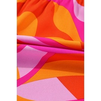 Red Abstract Print Knotted Shoulder High Waist Maxi Dress - S thumbnail