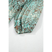Green Boho Floral Print Lace-up Open Back High Waist Maxi Dress - S thumbnail