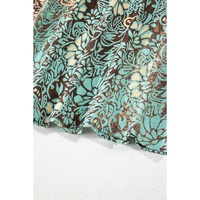 Green Floral Print V Neck Ruffled Trim Backless Tassel Waist Maxi Dress - L thumbnail