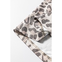 Gray Leopard Print V Neck Loose Fit Mini Dress - L thumbnail