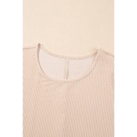 Parchment Corded Knit Crew Neck Puff Sleeve Shift Mini Dress - L thumbnail