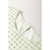 Green Stripe Textured Tiered Short Sleeve Loose Mini Dress - XL thumbnail