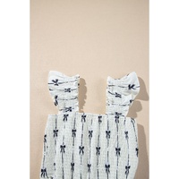 Black Bow Print Smocked Square Neck Ruffle Tiered Maxi Dress - S thumbnail
