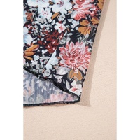 Brown Floral Allover Print Mock Neck Bodycon Long Sleeve Midi Dress - L thumbnail