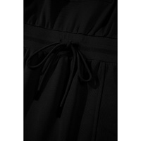 Black French Terry Zipped Collar Sleeveless Drawstring Waist Mini Dress - M thumbnail