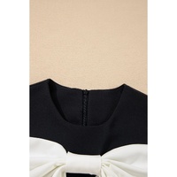 Black Contrast Bowknot Applique Crew Neck Sleeveless Mini Dress - XL thumbnail