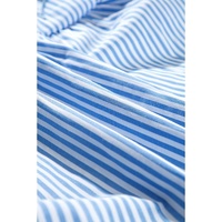 Sky Blue Stripe Bubble Short Sleeve Tiered Scallop Long Dress - L thumbnail