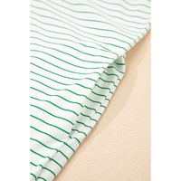 Green Stripe Ruffled Short Sleeve Crew Neck T Shirt Shift Mini Dress - XL thumbnail