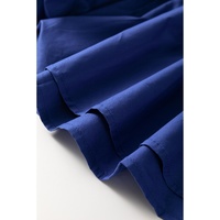 Bluing Colorful Striped Trim Puff Sleeve Pleated Mini Dress - L thumbnail