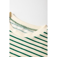 Green Stripe Woven Ruffled Sleeveless Mini Dress - XL thumbnail