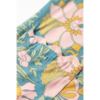 Sky Blue Floral Ricrac Trim V Neck Shift Mini Tank Dress - XL thumbnail