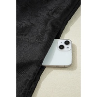 Black Floral Embossed Puff Sleeve Colorblock Bow Collared Mini Dress - M thumbnail