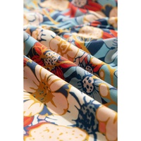 Multicolour Boho Floral Print Crochet Patchwork V Neck Loose Mini Dress - M thumbnail