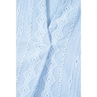 Beau Blue Jacquard Texture Flared Short Sleeve Notched Neck Mini Dress - L thumbnail